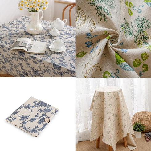 Linen Fabric Floral Pattern by The Yard- Precut 1 Yard 62 Inch Width for Sewing DIY Crafting Quilting Sofa Tablecloth Curtain Cloth...