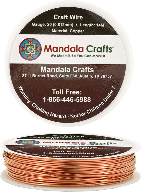 Mandala Crafts Bare Copper Wire for Jewelry Making 20 Gauge Wire for Wrapping - Pure Copper Crafts Wire Bendable Beading Jewelry Wires - 15 Yds So...