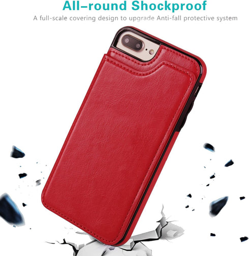 for iPhone 7 Plus/8 Plus Wallet Case with Card Holder,OT ONETOP Premium PU Leather Kickstand Card Slots Case,Double Magnetic Clasp and Durable Sho...