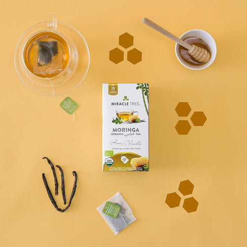 Miracle Tree - Organic Moringa Superfood Tea, 25 Individually Sealed Tea Bags, Honey & Vanilla (Keto, Detox, Energy/Immunity Booster, Vegan, Glute...