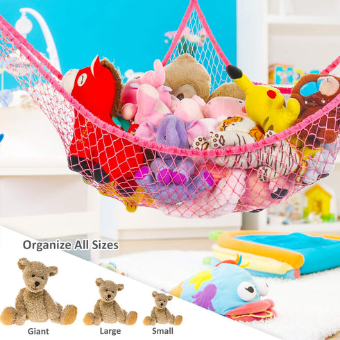 Toy Hammock, Stuffed Animals Hammock, Jumbo Toy Storage Net 83" Wall Sling Corner Extra Large Kids Children Mesh Toy Net Organizer (Pink, 83 Inch)...