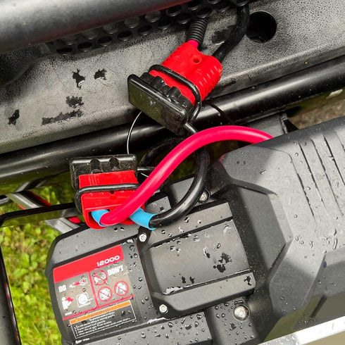 2-4 Gauge Battery Quick Connect Disconnect Electrical Plug Kit 175 Amps Wire Harness Plug for Winch Trailer, 2 Pack, Red...