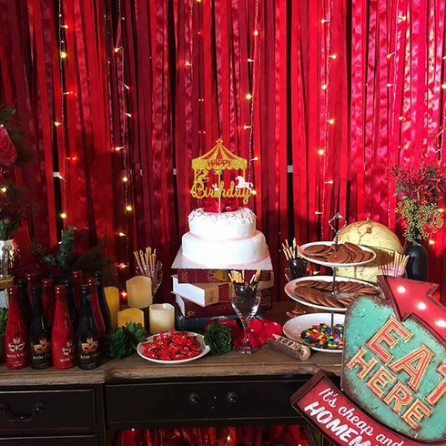 Glitter Circus Happy Birthday Cake Topper - Tent Carnival Themed Cake Decor - Amusement Park Circus Theme Party Supplies Gold...