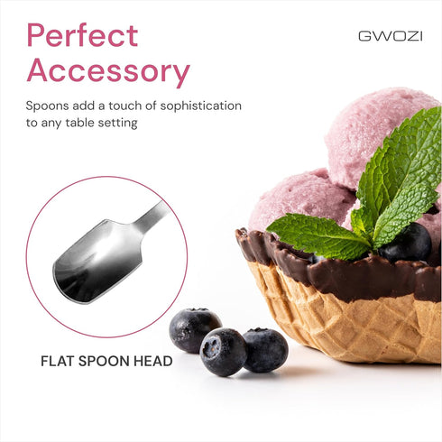 Tea Spoons Long Handle - Stainless Steel Long Coffee Spoons with Flat Head - Ice Cream/Milkshake/Ice Tea Spoons 5.91x0.59 Inches - Long Spoon for ...