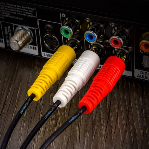 SatelliteSale 3 Male to 3 Male RCA Audio Video AV Composite Cable Universal Wire PVC Black Cord 3 feet...
