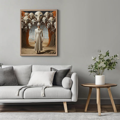 Posterizer 1 pcs-Alien Woman with Menacing Crowd of Alien Heads-Abstract & Modern Art-Fantasy & Fiction Art-Gift for Art Lovers-Decor for Home & O...