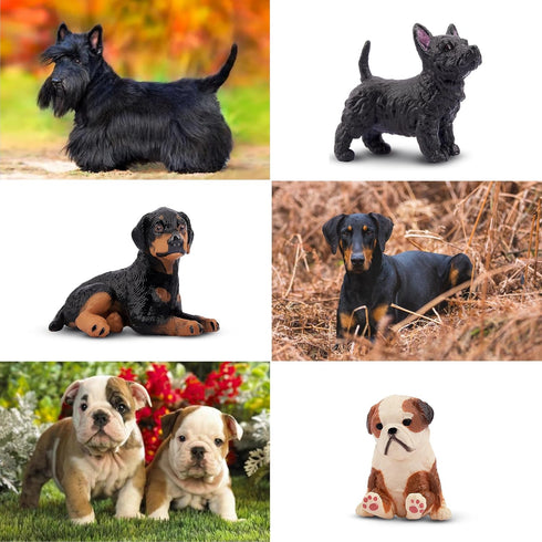 12PCS Dog Figurines, Realistic Plastic Puppy Figurines, Hand Painted Emulational Tiny Dogs Animals Toy, Dog Cake Topper Christmas Birthday Gift fo...