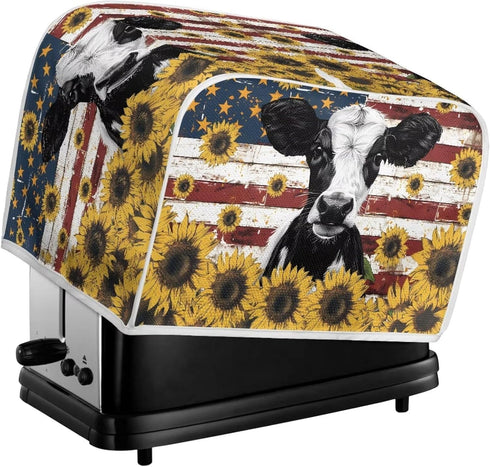 American Flag Toaster Dust Cover, Washable Cow Sunflower Toaster Cover 2 Slice, Decorative Bread Maker Cover Dust Fingerprint Protection, Kitchen ...