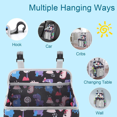 Accmor Hanging Baby Diaper Caddy Organizer, Diaper Stacker, Baby Crib Hanging Classified Storage Bag Organizer for Changing Table, Crib, Playard o...