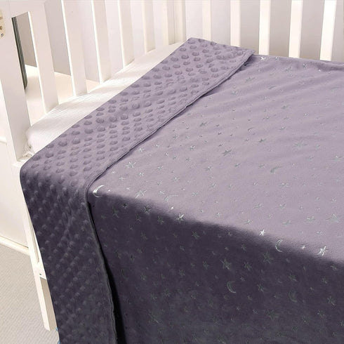 Baby Blanket for Boys Girls Soft Minky with Double Layer Dotted Backing, Star and Moon Printed 30 x 40 Inch Receiving Blanket (Violet)...