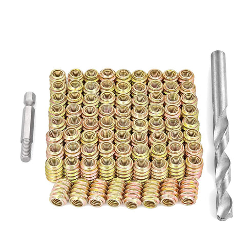 80 Pieces 1/4"-20 Flush Nut Inserts Wood Bolt Furniture Headless Screw in Nut Threaded Fastener Connector for Wood Furniture Assortment (1/4"-20 x...