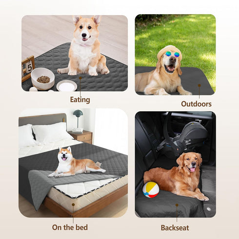 gogobunny 100% Double Sided Waterproof Dog Blanket Soft Pet Bed Cover Reversible Protect Furniture Couch Sofa Car for Puppy Large Dog Cat (Dark Ch...