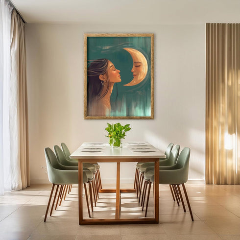 Posterizer 1 pcs-ethereal dreamy woman looking at the moon-Fantasy & Fiction Art-Gift for Men Women Teens-Living Room Bedroom Decor- unframed wall...