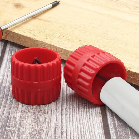 2 Pcs Inner-Outer Reamer Pipe and Tube Deburring Reamer Tubing Chamfer Tool for 3/16" to 1-1/2" PVC PPR Copper & Brass & Aluminum Tubes, Red...