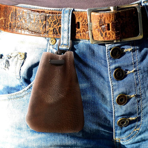 Nabob Leather Leather Drawstring Pouch, Coin Bag, Medicine Tobacco Pouch Medieval Reenactment Made in U.S.A Size 3.75" x 2.75"...