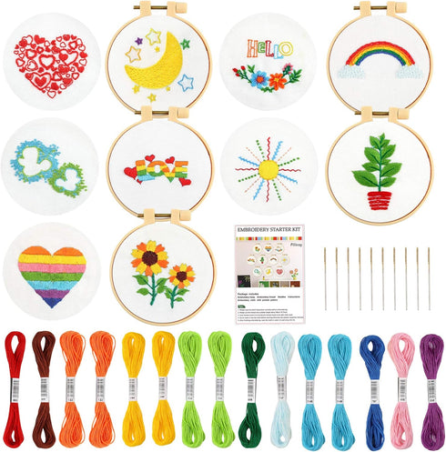 Pllieay 10 PCS Cross Stitch Kits for Beginners, Embroidery Beginner Kits for Kids 7-13, Include Instructions, Cross Stitch Kits with Pattern, Need...