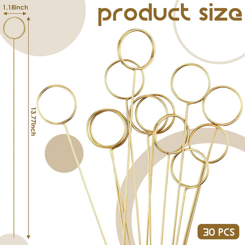 Hotop 30 Pcs Floral Card Holder Pick Metal Wire Flower Place Card Stick 13.4 in Picture Photo Memo Holder Round Floral Gift Stick Clip for Centerp...