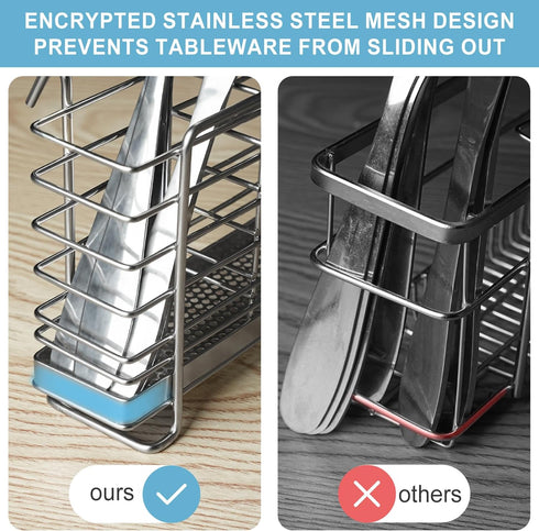 Utensil Holder, Stainless Steel Utensil Drying Rack,3 Divided Compartments Cutlery Holder With Hook for Kitchen, No Drilling...