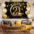 Birthday Party Decoration Extra Large Fabric Black Gold Sign Poster for Anniversary Photo Booth Backdrop Background Banner, Birthday Party Supplie...