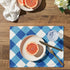 Set of 6 Blue and White Plaid Cloth Placemats, 16.5 x 12.6 Inches Burlap and Polyester Washable Table Mats with Buffalo Design, Farmhouse-Style Di...