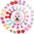 40 Pieces Dog Bows Cute Puppy Dog Bowknot Hair Bows Handmade Hair Accessories Bow with Rubber Bands Lace Organza Puppy Bows Rhinestone Pearls Dog ...