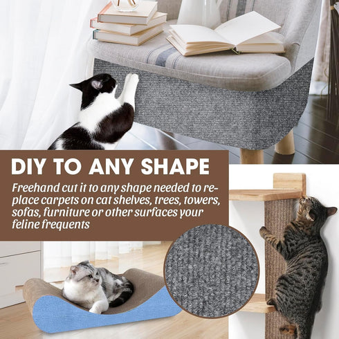 Cat Scratching Mat, 40"x16" Self-Adhesive Carpet Mat Trimmable Replacement for Cat Tree, Cat Wall Shelves, Cat Scratching Post, DIY Couch Furnitur...