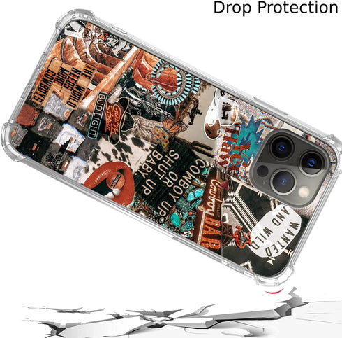 Western Cowgirl Cowboy Collage Case for iPhone 12 Pro Max, Cowboy Cowgirl Howdy Western Ranch Boho Southwestern Retro Case for iPhone 12 Pro Max, ...