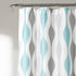 Lush Decor Mid Century Geo Shower Curtain, 72" x 72", Blue & Gray...