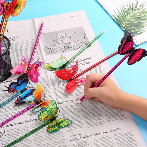 12 Pieces 3D Butterfly Ballpoint Pens,30 Butterfly Push Pins,240 Butterfly Sticky Notes for School Office Supplies Home Bedroom Decor,Wedding, Bir...