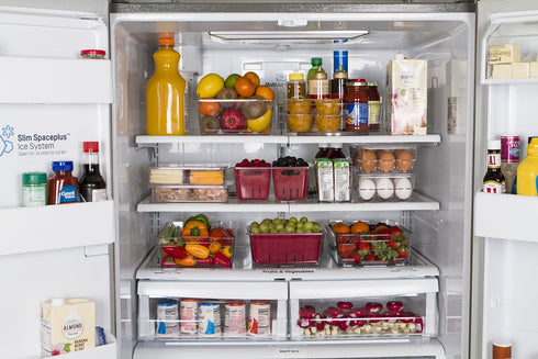 Kitchen Spaces KSMB12-AMZ Medium Bin Food Storage Organizer for Fridge and Pantry, 12.3" x 8.3" x3.5", Clear...