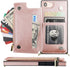 Bocasal Crossbody Wallet Case for iPhone SE 2022/SE 2020/7/8 with Card Holder,Zipper Card Slot Protector Shockproof Purse Cover with Removable Cro...