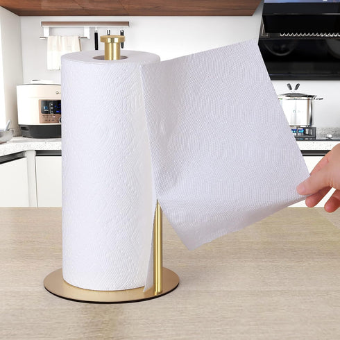 Gold Paper Towel Holder Countertop, OBODING, Gold Kitchen Paper Towel Holder Stand for Kitchen and Bathroom Organization, Stainless Steel Paper To...
