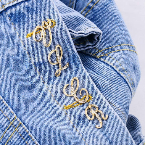 Initial Letter Brooch Pin Small Lapel Pin Tie Tack Name Personalized Gifts for Girls Women Men Boy Gold A...