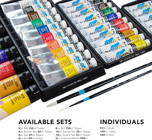 Daler Rowney System3 Coeruleum Blue Hue 59ml Acrylic Paint Tube - Acrylic Painting Supplies for Artists and Students - Artist Paint for Murals Can...