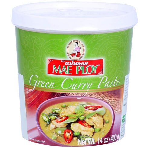 Mae Ploy Green Curry Paste, Authentic Thai Green Curry Paste for Thai Curries & Other Dishes, Aromatic Blend of Herbs, Spices & Shrimp Paste, (14o...