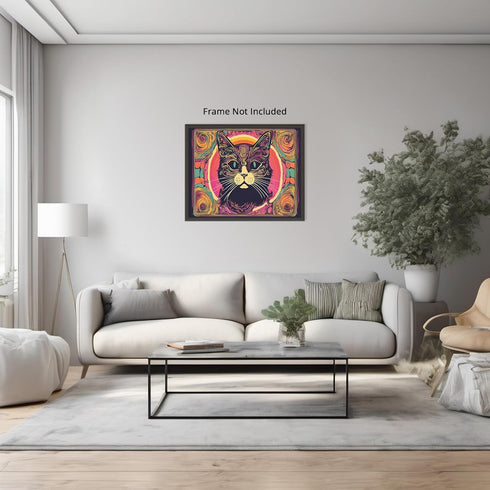 Posterizer 1 pcs- psychedelic funky hippie colorful cat 2-Fantasy & Fiction Art-Retro Art- Living Room Bedroom Decor- unframed wall art...