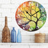 Wamika Wall Clock Tree of Life Rainbow Branch Leaves Seasonal Flowers Round Clock Silent Non Ticking Decorative, Spring Summer Autumn Floral Clock...