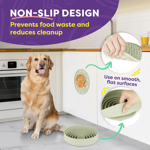 Hertzko Silicone Slow Feeder Dog Bowl Set - Bowl, Lick Mat, Spatula - Silicone Slow Feeder Dog Bowls - Dog Slow Feeder - Slow Feeder Cat Bowl - Ca...