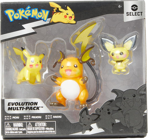 Pokémon Select Evolution 3 Pack - Features 2-Inch Pichu and Pikachu and 3-Inch Raichu Battle Figures...