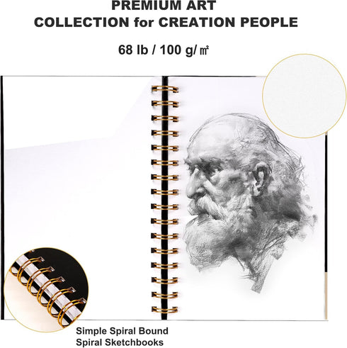 Yoment 5.5" x 8.5" Sketchbook for Drawing Small Spiral Bound Sketch Pad for Kids Hardcover Sketch Book(68lb/100gsm) Artist Drawing Blank Paper Not...