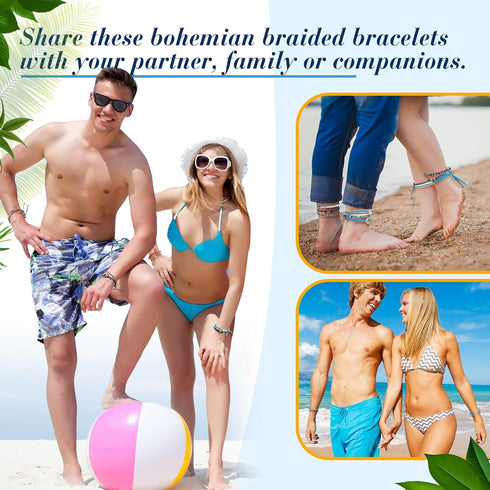 Yinkin 18 Pcs Boho Surfer Ankle Bracelet for Women Men Adjustable Beaded Anklets Unisex Handmade Braided Bracelet Waterproof Surfer Beach Bracelet...