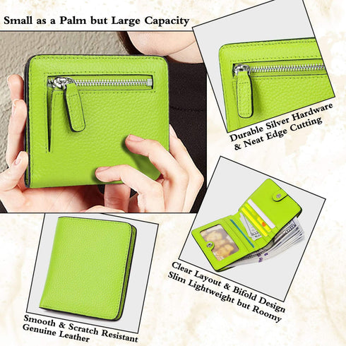 AINIMOER Small Leather Wallet for Women, Ladies Credit Card Holder RFID Blocking Women's Mini Bifold Pocket Purse...