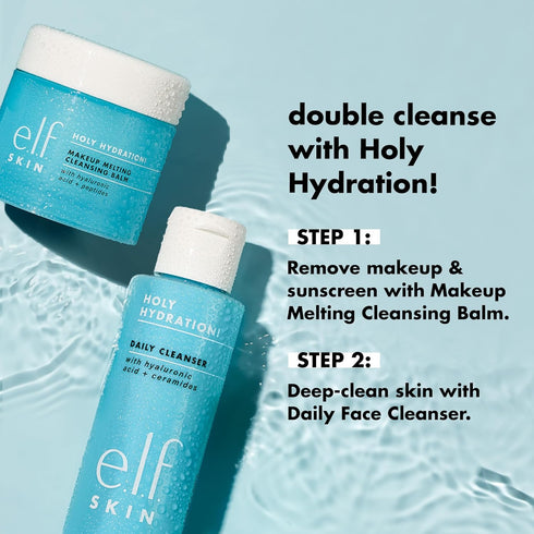e.l.f. Holy Hydration! Makeup Melting Cleansing Balm, Face Cleanser & Makeup Remover, Infused with Hyaluronic Acid to Hydrate Skin, 2 Oz...