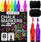ARTISTRO 8 Neon Chalk Markers - Erasable Chalk Pens with 6mm Reversible Tip for Blackboard, Chalkboard, Car Window, Glass - Liquid Chalk Markers I...