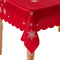 Violet Linen Embroidered Red Christmas Table Topper, 36" Square, Snowflakes...
