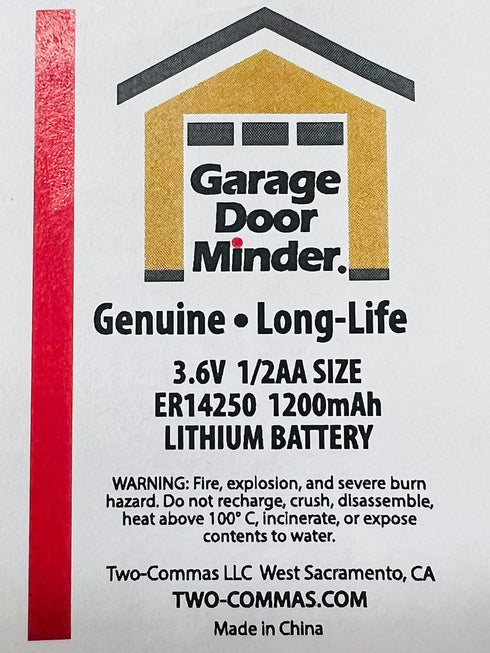 Garage Door Minder® Replacement Batteries for Version 2 ER-14250 1200mah Long life...