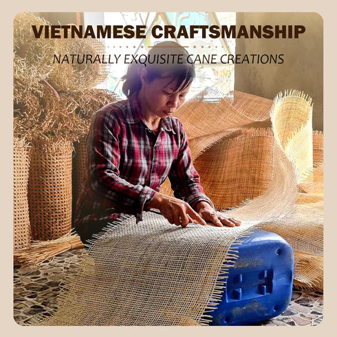 Premium 14" Cane Webbing Roll - 100% Natural Rattan Material (Not Plastic) - 3.3 Ft Length Hexagon Rattan Fabric, Open Weave Rattan Sheets for DIY...