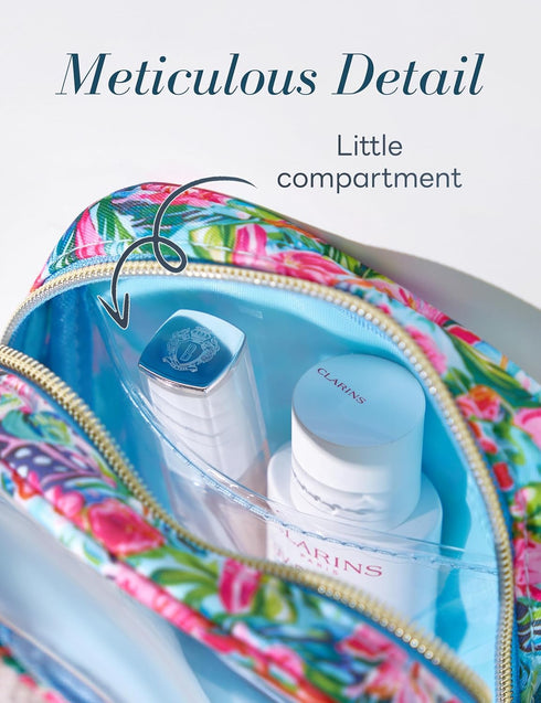 Clear Cosmetic Bag Mini Makeup Bag Transparent Toiletry Bag Travel Makeup Bag Small Pouch with Clear Interior Pocket and D-ring (Mini, Tropical)...