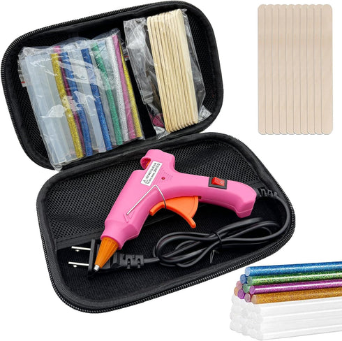 Glue Gun, Hot Glue Gun with 30 Glue Sticks and 10 Wood Craft Sticks, Mini Hot Melt Glue Gun Kit with Carrying Case for Crafts, School DIY Arts, Se...