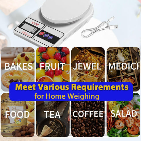 Digital Kitchen Scale, Electronic Rechargeable Multi Food Scale with LCD Display for Food Meat Cooking Nutrition Weight Balance Scale - 10000g/353...